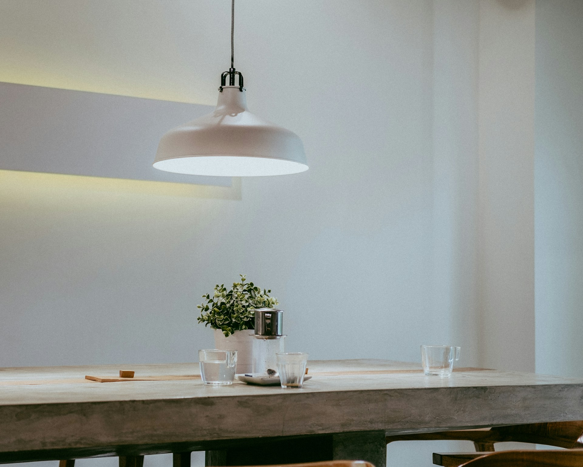 Residential interior with layered lighting